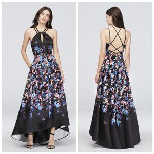 Morgan & Co Black Floral Formal Ball Gown $249